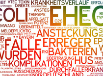 Bunte Buchstabenwolke mit Begriffen aus Medizin und Epidemiologie. © XtravaganT/Fotolia.com
